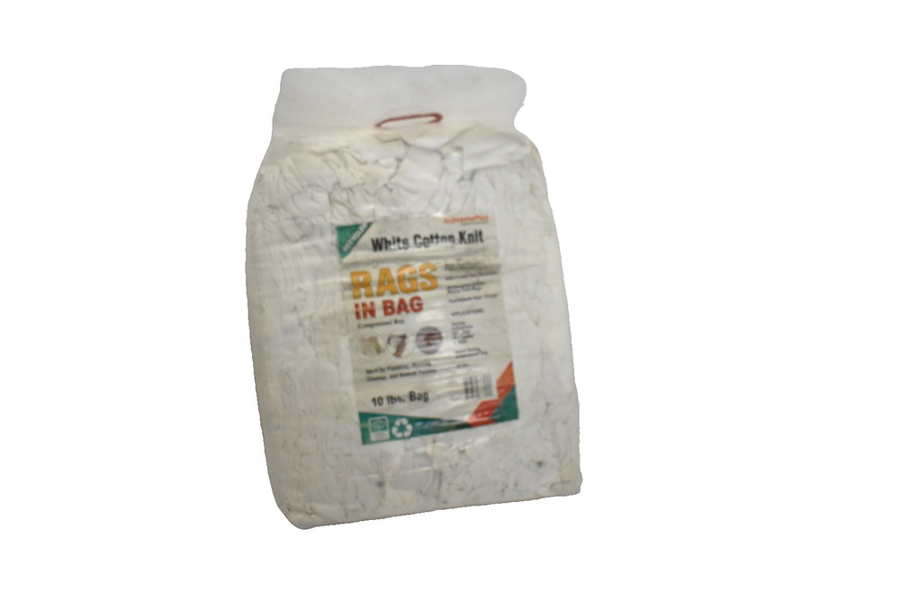 SupremePlus White Cotton Knit Rags in Bag 10 lbs Multipurpose Wiping Cloths New