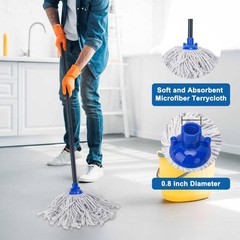 KeFanta Mop for Floor Cleaning,2 Pcs Cotton String Wet Mops Small, Blue