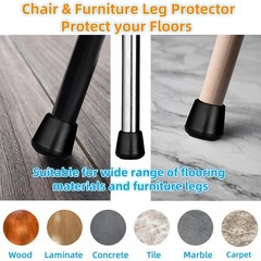 Furnigear Chair Leg Tips Caps Non-Slip Rubber 5/8″ -100pack, Black