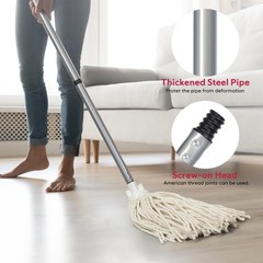 Matthew Cleaning Cotton Mop for 1 Full & 1 Refill Heads (8oz), White