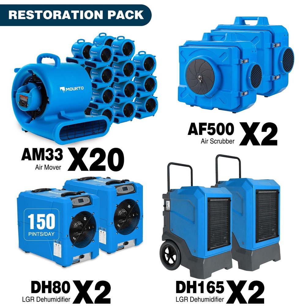 MOUNTO Water Damage Restoration Package( 20xAM33, 2xAF500, 2xDH80,2xDH165)