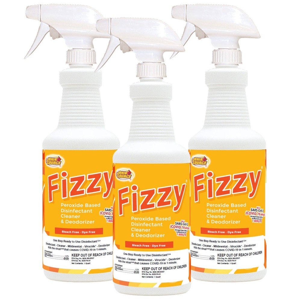 Fizzy RTU Peroxide Disinfectant Cleaner – 32 oz Quart (3 Pack)