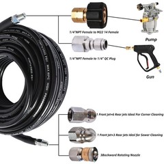 Sewer Jetter Kit for Pressure Washer 5800 PSI Drain Cleaner Hose 25FT, Black