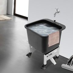 Freestanding Floor Mop Sink Plastic Mop Basin Household Mop Bucket with Wheels