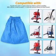 3 Pcs Cloth Filter Bag for Armor All AA256 AA255 2.5 Gallon Shop VAC Blue