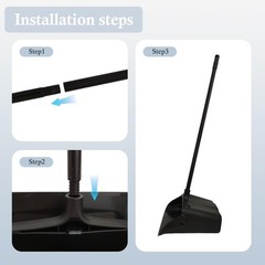 Primero Basics Pivoting Upright Dust Pan with Long Handle and Large, Black