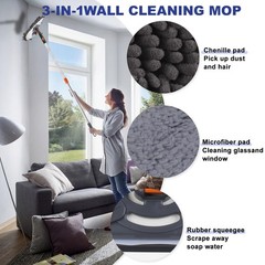 NWGOF Wall Cleaner Mop with 79 Inches Long Handle, 360° 78 inches, Gray