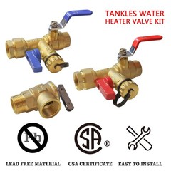 Xiny Tool 3/4-Inch IPS Isolator Tankless Water Heater Service Valve 0.75 Inch