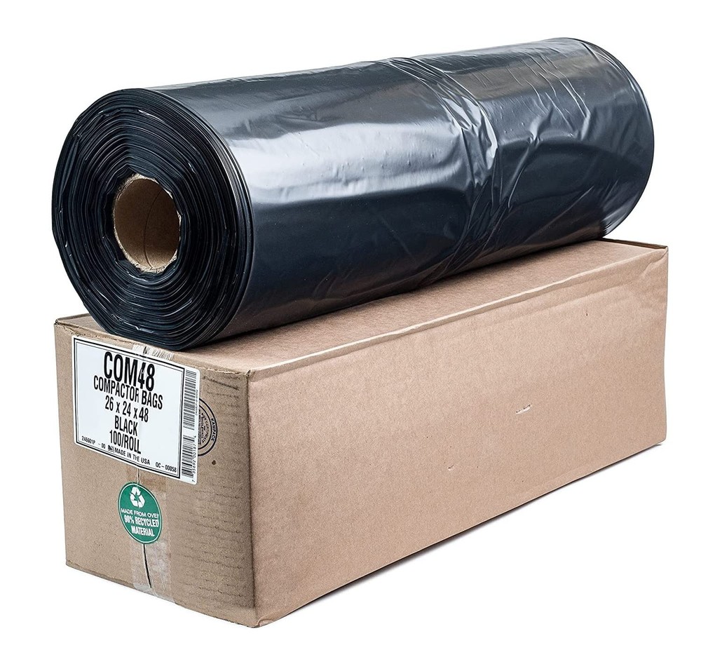 Aluf Plastics 65 Gallon 2.7 Mil Black Compactor Bags – 50 X 48 – Pack Of 100 –