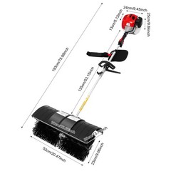 Gas Power Handheld Sweeper Broom Driveway Turf Artificial Grass Snow Clean 52CC