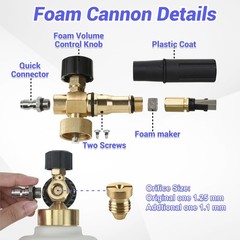 Tool Daily Foam Cannon for Pressure Washer with 1.5 L+Dual Connector, White