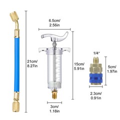 Oil & Dye Injector 30ml/1oz Car Air Conditioning Adapter R134A Quick Coupler