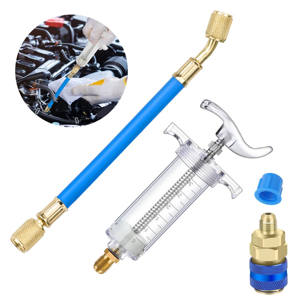 Oil & Dye Injector 30ml/1oz Car Air Conditioning Adapter R134A Quick Coupler