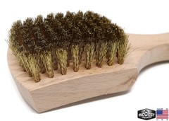 Brass Wire Utility Scrub Brush for Cleaning 9″ Hardwood Handle (Made in USA)