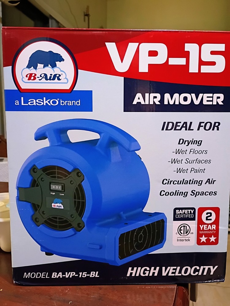 B-Air Air Mover 1/8 HP Carpet Dryer Floor Blower Fan in Blue Model BA-VP-15-BL