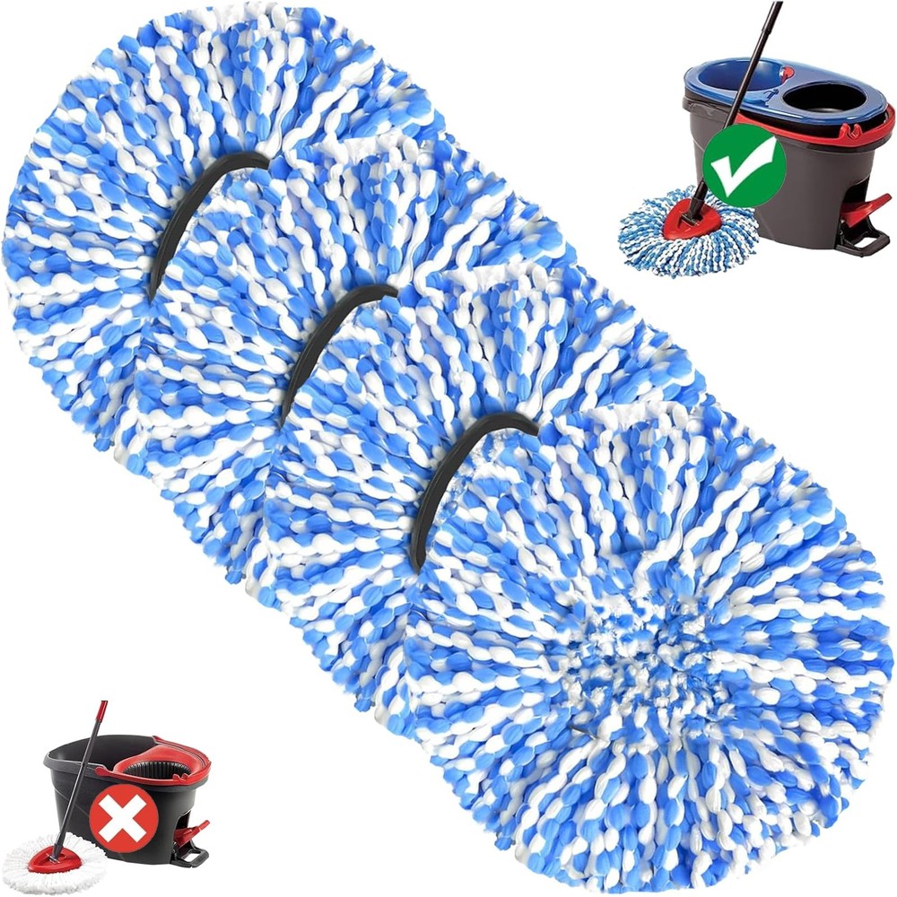 Spin Mop Replacement Head Compatible with O-Ceda Blue 4 Count (Pack of 1)