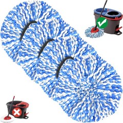 Spin Mop Replacement Head Compatible with O-Ceda Blue 4 Count (Pack of 1)