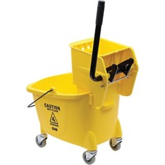 Genuine Joe 35 QT Side Press Mop Bucket Wringer Combo- Casters – 21″ x 16″ x 14″