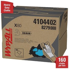Wypall 41044 Wypall Power Clean X80 Heavy Duty Cloths (41044), Brag Box, White,