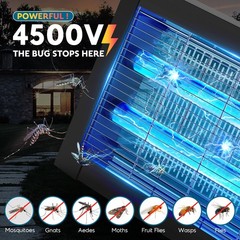 Solar Bug Zapper Outdoor, Mosquito 4500V Cordless Black & Silver