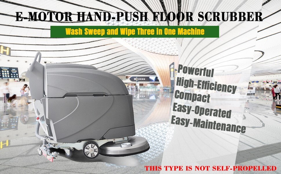 Walk Behind Floor Scrubber Machine 19″Brush w/100AH Batteries 14.5 gal Tank