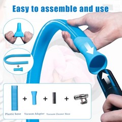 Universal Dryer Vent Cleaner Kit Vacuum Hose Attachment – Fit most Blue