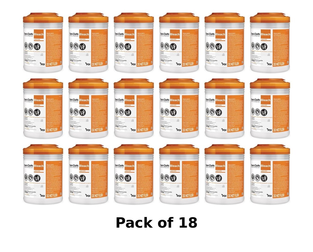 18 Canisters Case Sani-Cloth PDIP54072 6×10.5 65 Disinfecting Wipes per Canister
