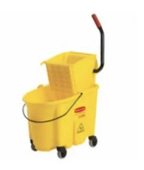 Rubbermaid WaveBrake 35 Qt. Yellow Mop Bucket, Commercial Cleaning Bucket with