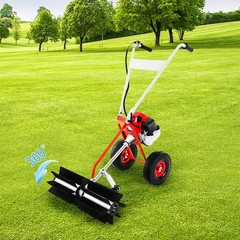 43CC 1.7HP Walk Behind Power Sweeper Broom 2-Stroke Gas Engine Sweeper Lawn Turf