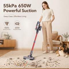 INTETURE Cordless Vacuum Cleaner 650W/55Kpa,70 Mins Standard, Purple
