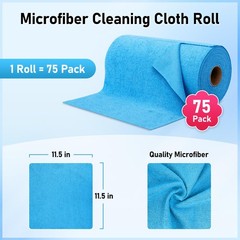 HOMERHYME Microfiber Cleaning Cloth Roll, 75 Pack Tear Away 75, Blue