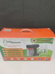 San Assure Cordless Electrostatic Sprayer And Solution Kit Brand New