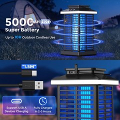 Garuted Bug Zapper Outdoor Mosquito Zapper 3 In 1 Rechargeable Bug Zapper