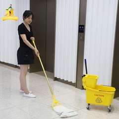 Bright Yellow 35-Quart Mop Bucket with Wringer & Mop – Ideal for Heavy-Duty Use
