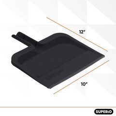 Superio Heavy Duty Clip-On Dustpan with Rubber Lip, 10″ wide Dustpan, Black