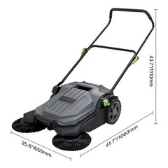 25.6-Inch Hand-Push Floor Sweeper for Efficient Yard and Garage Cleaning