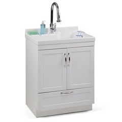 Pemberly Row Modern / Contemporary 28″ Laundry Sink Cabinet in White