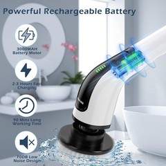 Bomves Electric Spin Scrubber, Cordless Cleaning Brush Large White