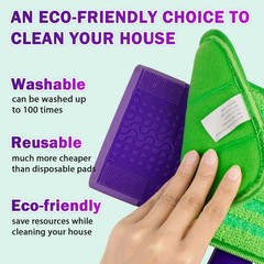 Orighty Reusable Mop Pads Compatible with Swiffer WetJet – Pack of 2, Green