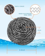 12Pcs Steel Wool Scrubber Pads for Cleaning Dishes, Pans, 20G, Silver