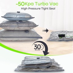 Vacbird Vacuum Bags for Travel with USB Pump, 12 Pack Carry-on Size Green