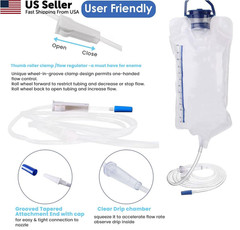 Enema Kit Anal Douche Bag 7Pcs Nozzle Colon Intestinal 1200ml, Clear