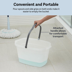 Cleaning Bucket Rectangular for Mopping or Storage with Handle and Built-In Pour