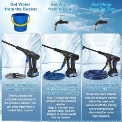 Cordless Portable Washer, 1280 PSI Portable Handheld Washer with Trigger-Cont…