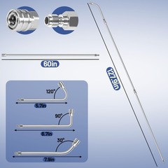 120″ Pressure Washer Extension Wand,2 Pack 60 Inch 120 inches, Sliver