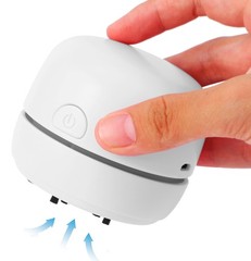 GSHLGAO Desktop Vacuum Cleaner USB Charging with Nozzle Small, White