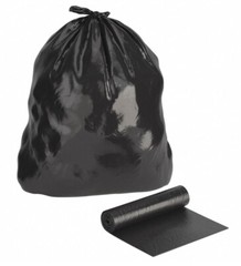NEW! 250-PACK TOUGH GUY 33-GALLON TRASH BAGS, 0.6 Mil, BLACK, 33” x 39”