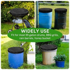 55 Gallon Drum Lid Cover – Water Storage Barrel with 25.5 Inches, Black