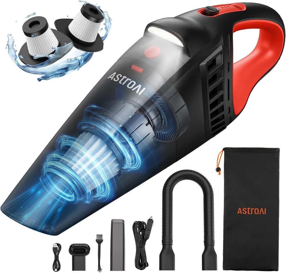 Cordless Car Vacuum: 7500Pa Suction, 6000mAh Battery, LED Light