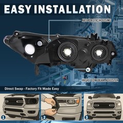 2006-2011 Honda Civic Coupe Smoke Headlights Assembly Pair Factory Replacement
